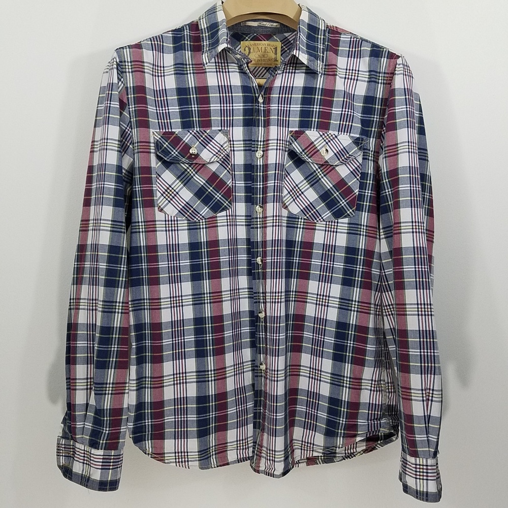21 MEN Button Down Plaid Fited Size M